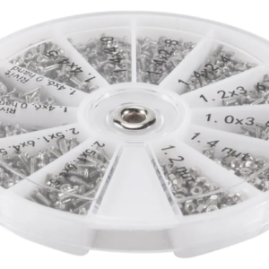 Juego de tornillos para gafas de acero inoxidable, surtido de 120 unidades