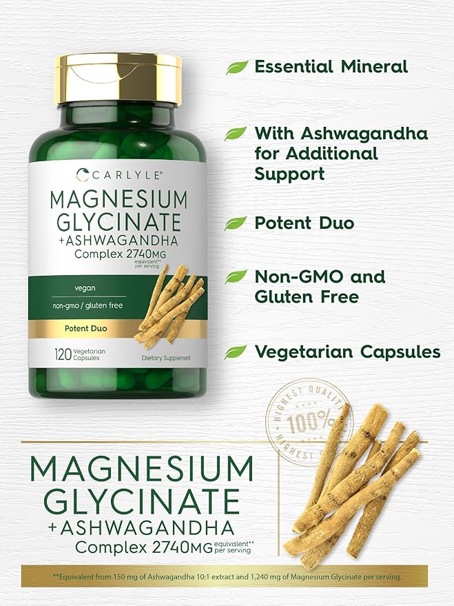 Glicinato De Magnesio Con Ashwagandha 2,740mg 120cap Carlyle - Imagen 5